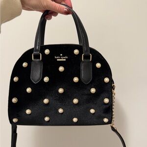 Kate Spade Bag | Black Velvet with Pearls